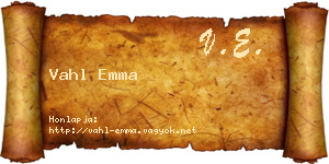 Vahl Emma névjegykártya